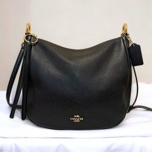 COACH Black Leather Sutton Hobo Large Crossbody